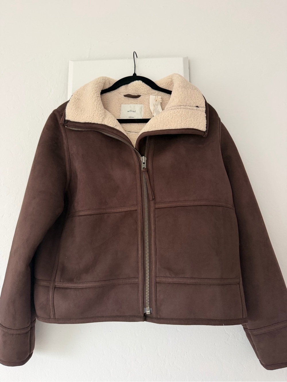 Wilfred Brown Cream Teddy Sherpa Lined Jacket (new never worn)